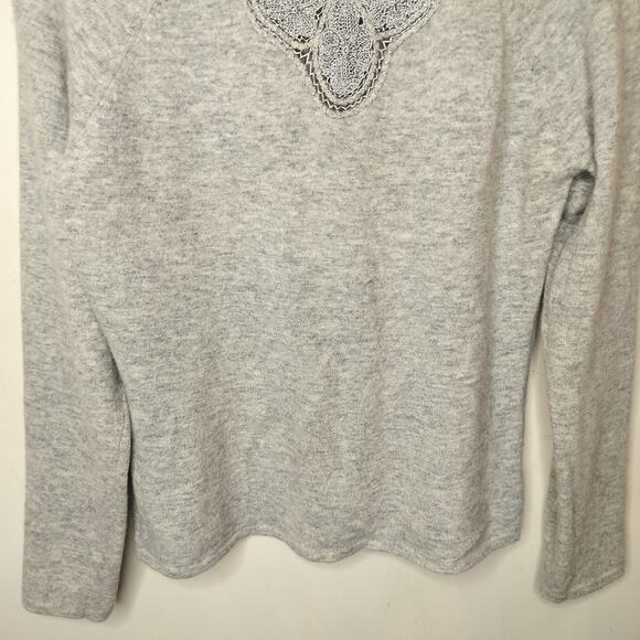 Coldwater Creek Lambswool Angora Sweater Crochet Trim - Picture 4 of 10